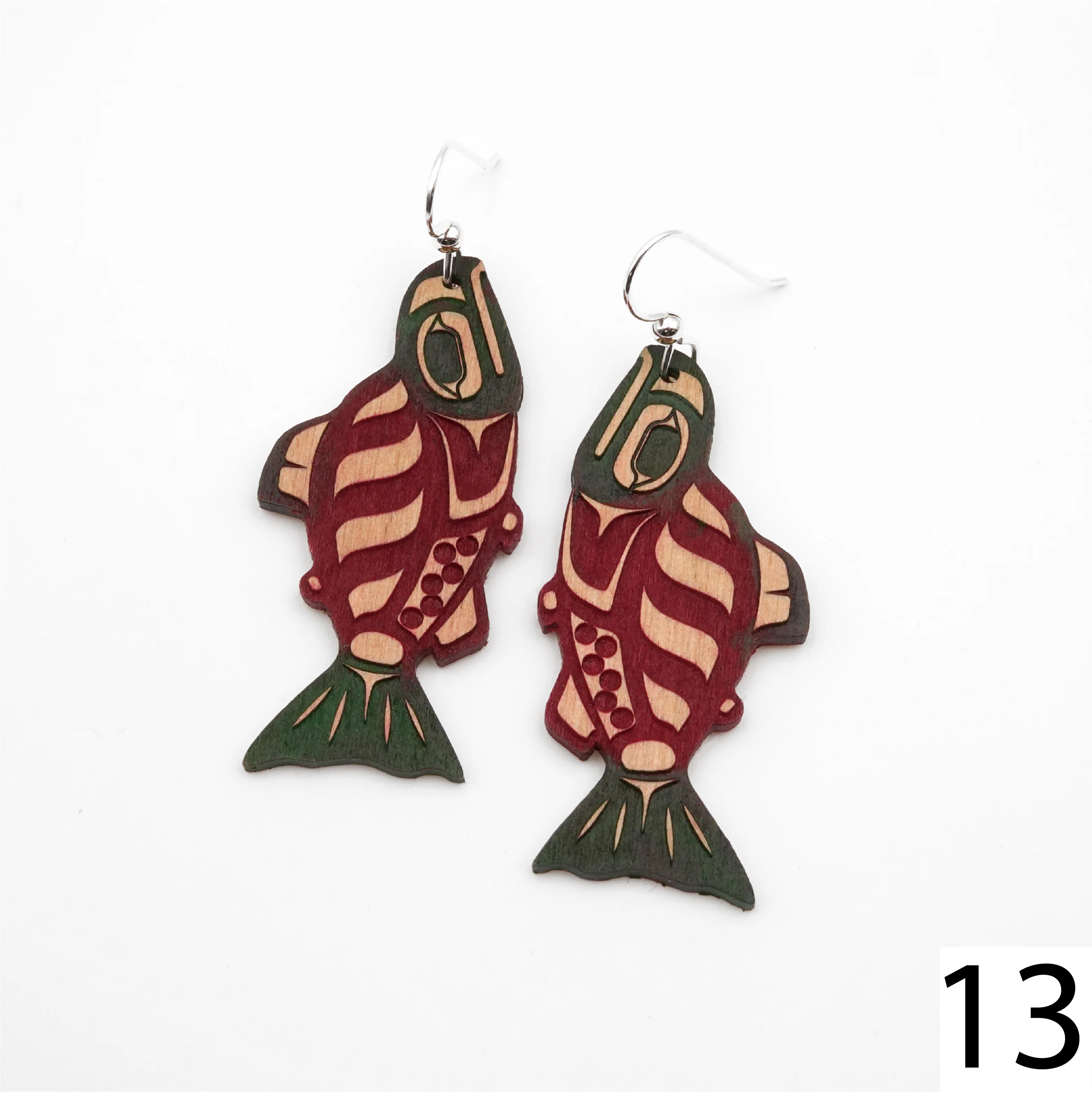 Hand Painted Alderwood Earrings with Argentium® Silver Ear Wire - Image 11