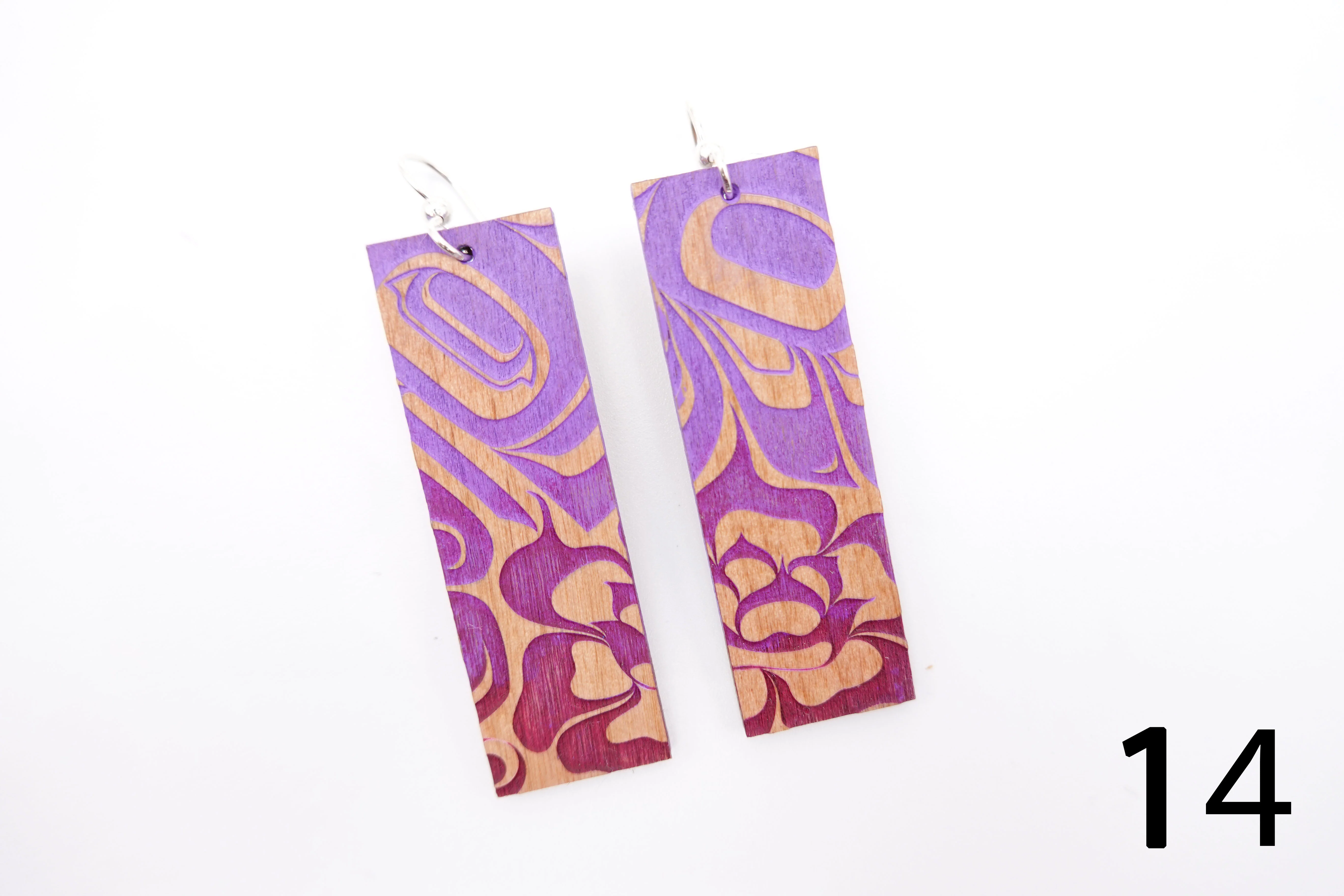 Hand Painted Alderwood Earrings with Argentium® Silver Ear Wire - Image 12