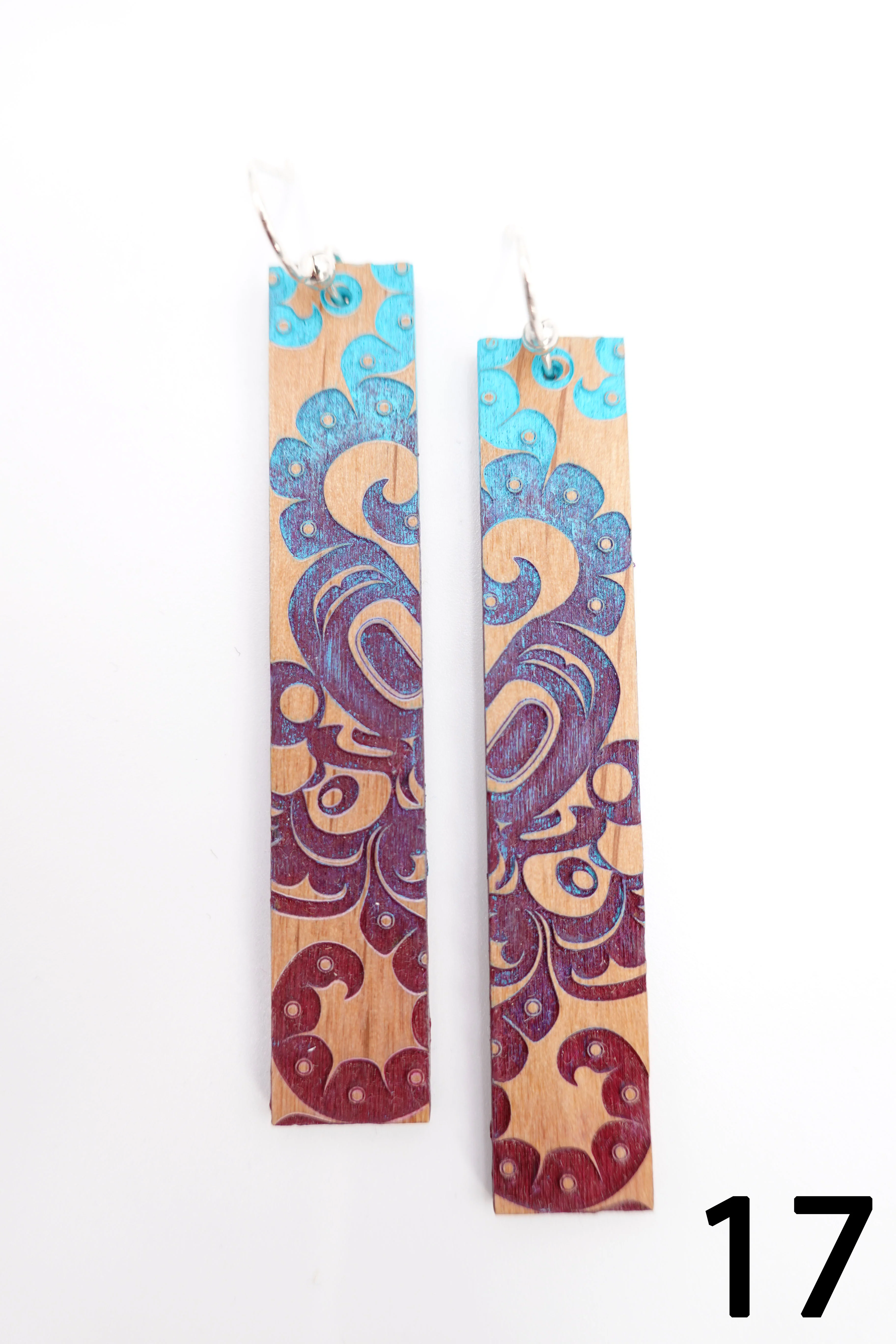 Hand Painted Alderwood Earrings with Argentium® Silver Ear Wire - Image 14